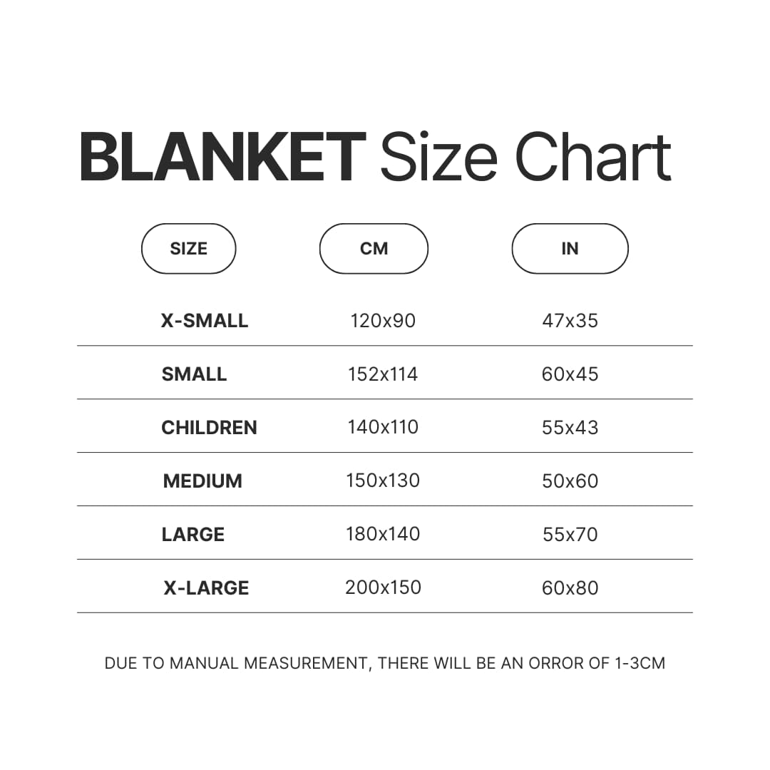 Blanket Size Chart - Dragon Quest Shop