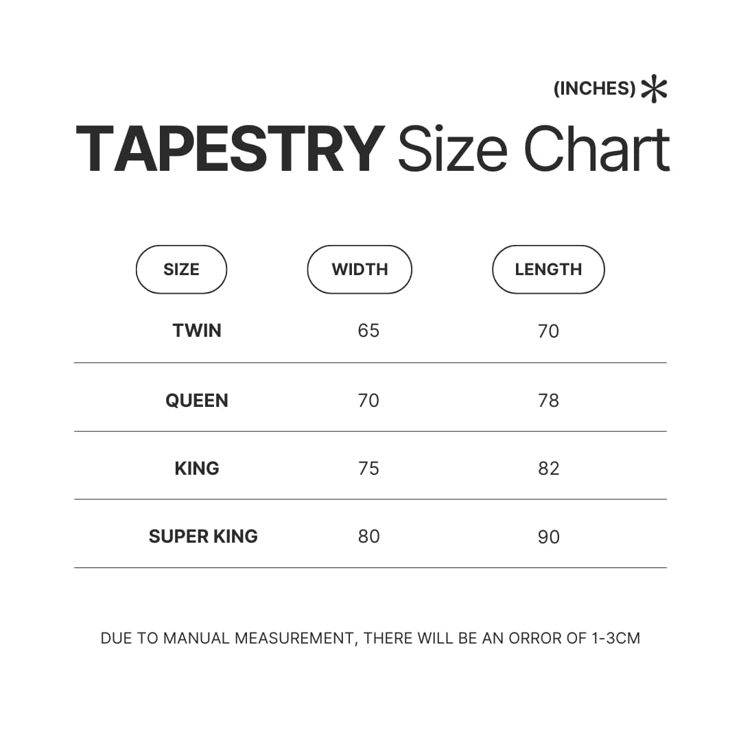 Tapestry Size Chart - Dragon Quest Shop