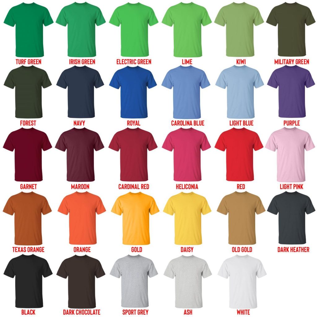 t shirt color chart - Dragon Quest Shop