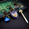 Doragon Kuesuto Leather Keychain Shield Sword of Road Dragon Quest Keyring Keychains for Men Game Accessories - Dragon Quest Shop
