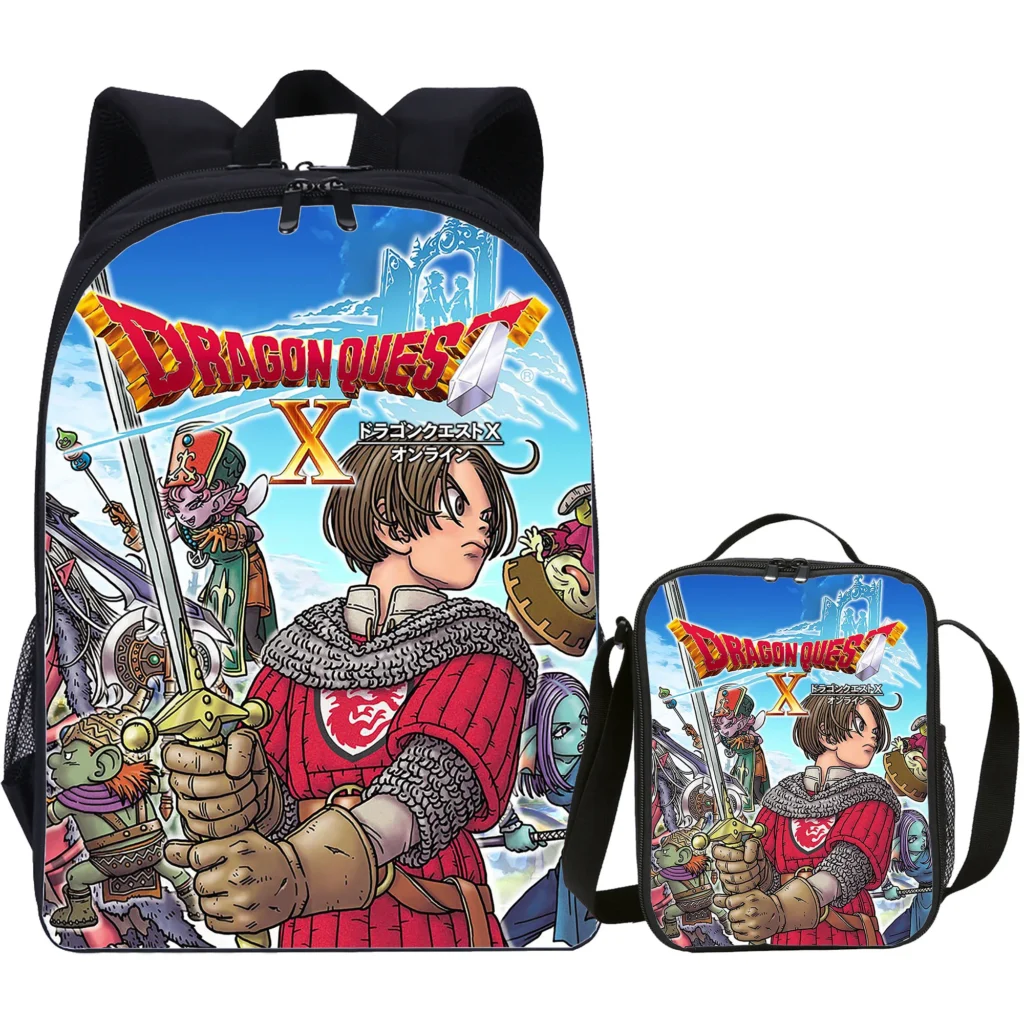 Dragon Quest Poster Backpack Boys Girls School Backpack with Lunch Box Kids Game Cartoon Travel Schoolbags - Dragon Quest Shop